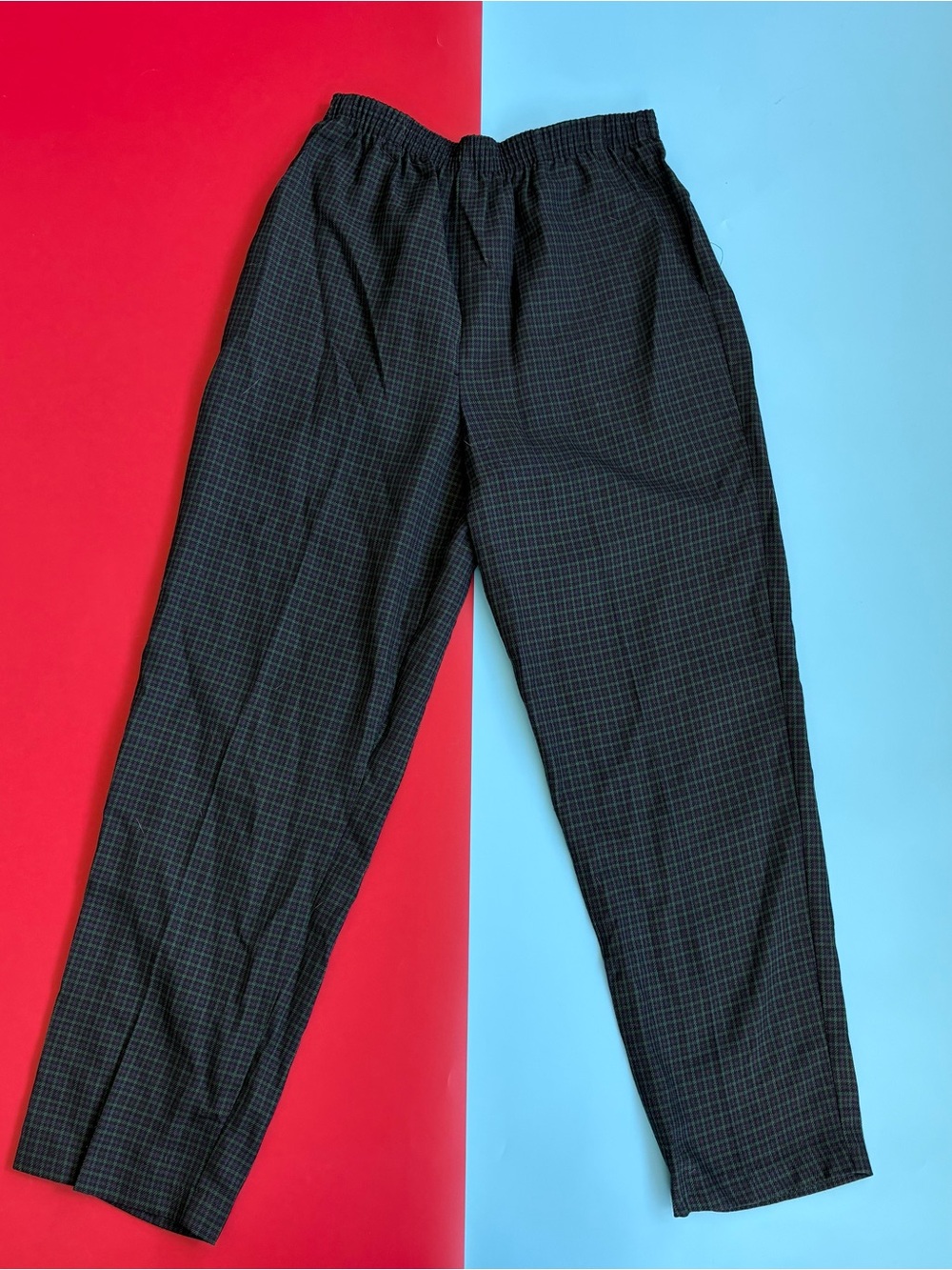 Vintage Briggs New York Pants 12 Green Purple Plaid Pull On Made USA 90s